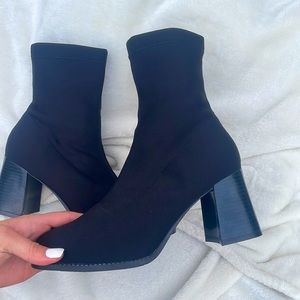 Black ankle sock booties 7.5